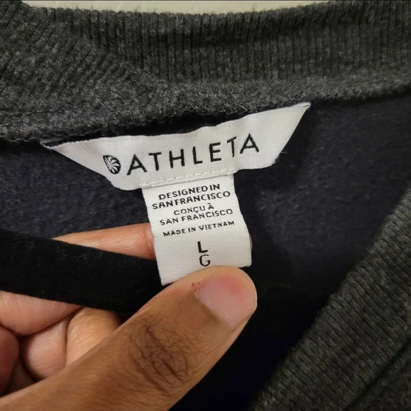 Athleta Soft Coaster Charcoal Gray Luxe V-Neck Sweatshirt. Size L - Picture 9 of 12